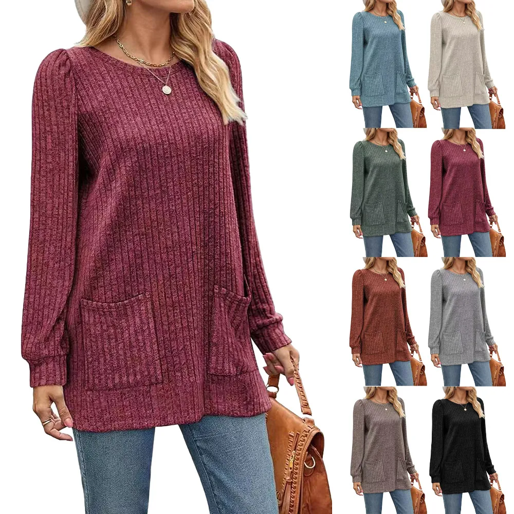 Long-sleeved pocket sweater